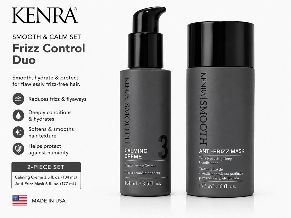 Kenra Smooth Anti-Frizz Mask 6 Oz & Calming Creme 3.5 Oz Hair Care Set